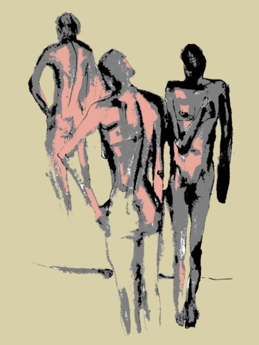Three Figures Drawing titled "Three Figures" by Romen Stoilov, Original Artwork, Other