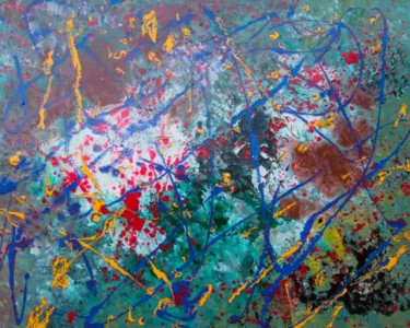 Painting titled "Il bosco 2" by Marco Sergio Fassiotti, Original Artwork, Enamel
