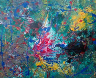 Painting titled "Il bosco 1" by Marco Sergio Fassiotti, Original Artwork, Oil