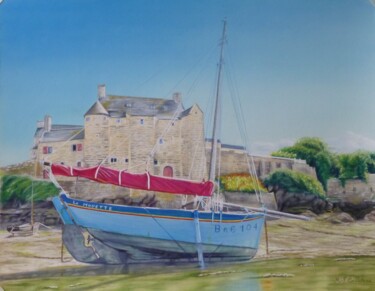 Dessin intitulée "Maison des Seigneurs" par Marie-Françoise Le Néen, Œuvre d'art originale, Pastel