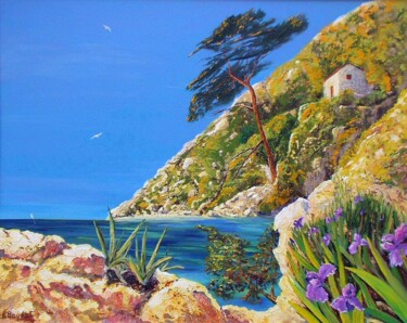 Peinture intitulée "Calanque" par Pascal Baudot, Œuvre d'art originale, Huile Monté sur Châssis en bois