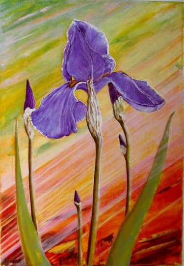 Peinture intitulée "l'iris" par Pascal Baudot, Œuvre d'art originale, Huile Monté sur Châssis en bois