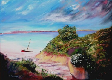 Peinture intitulée "La barque abandonnée" par Pascal Baudot, Œuvre d'art originale, Huile