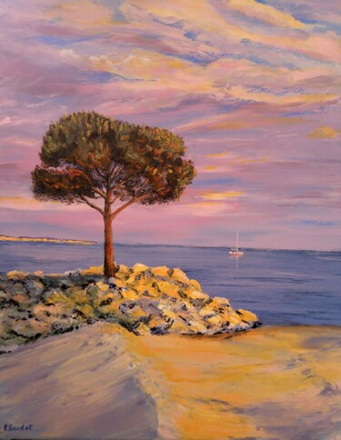 Peinture intitulée "fin de journée sur…" par Pascal Baudot, Œuvre d'art originale, Huile