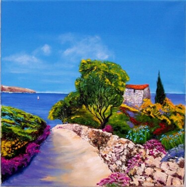 Peinture intitulée "Vue sur mer" par Pascal Baudot, Œuvre d'art originale