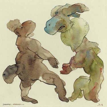 Dessin intitulée "Vive discussion" par Daniel Duhamel Arrapel, Œuvre d'art originale, Autre