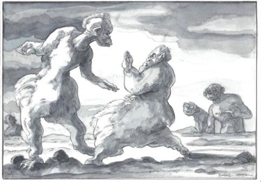 Dessin intitulée "Pugilat" par Daniel Duhamel Arrapel, Œuvre d'art originale, Autre