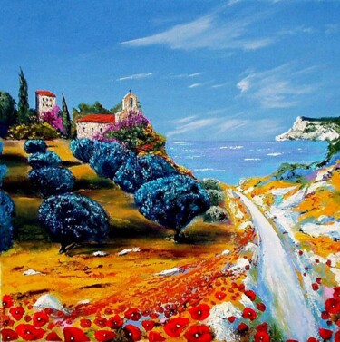 Peinture intitulée "La chapelle aux oli…" par Pascal Baudot, Œuvre d'art originale, Huile