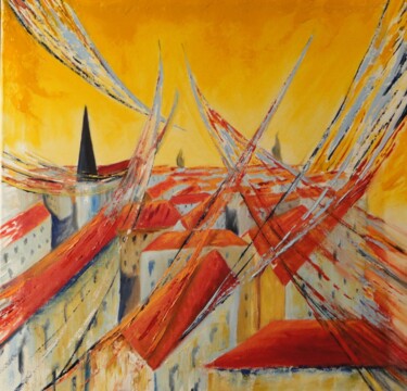 Peinture intitulée "Le retour des hiron…" par Pascal Baudot, Œuvre d'art originale, Huile Monté sur Châssis en bois