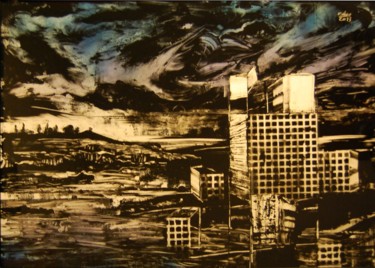 Artisanat intitulée "Paysage -futuriste." par Frhégo, Œuvre d'art originale