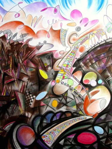 Disegno intitolato "Sous le volcan (und…" da Jacques Durand, Opera d'arte originale