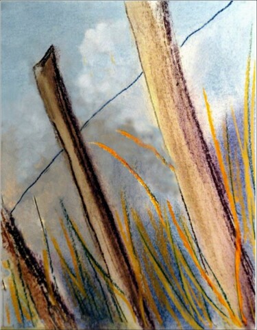Peinture intitulée "trois piquets" par Pascal Baudot, Œuvre d'art originale, Autre