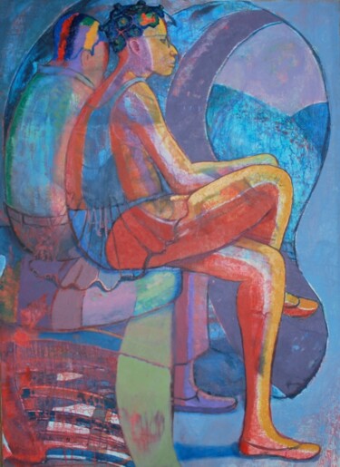 Painting titled "Time passes the fut…" by John Powell, Original Artwork, Oil
