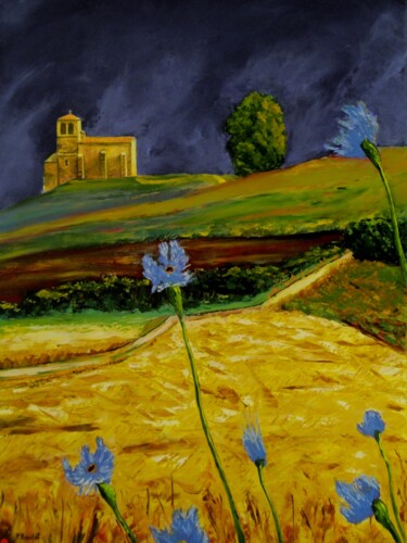Peinture intitulée "Ciel d'orage" par Pascal Baudot, Œuvre d'art originale, Huile