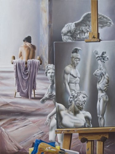 Malerei mit dem Titel "Heroes Of Studio" von Victor Hagea, Original-Kunstwerk, Öl