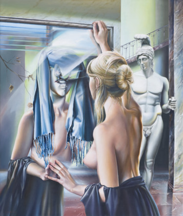 Malerei mit dem Titel "The Mirror" von Victor Hagea, Original-Kunstwerk, Öl