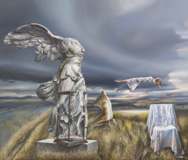 Malerei mit dem Titel "Waiting for Icarus" von Victor Hagea, Original-Kunstwerk, Öl Auf Holzplatte montiert