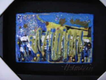 Peinture intitulée "paysage en bleu" par Marcelle Hamelin, Œuvre d'art originale, Huile