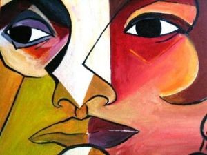 Peinture intitulée "double-visage.jpg" par Lapiche, Œuvre d'art originale, Acrylique