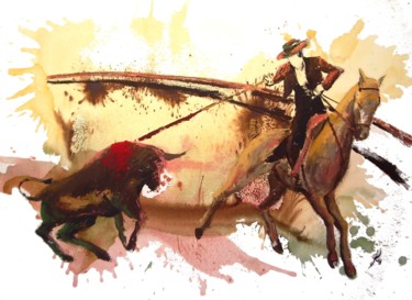 Rejoneador Peinture intitulée "Rejoneador" par Marc Parmentier, Œuvre d'art originale, Huile Monté sur Châssis en bois