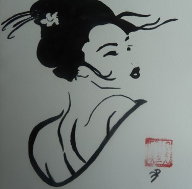 Peinture intitulée "encre de chine2013-…" par Lapiche, Œuvre d'art originale