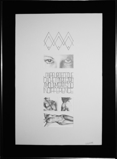 Drawing titled "J'AI PEUR" by John Rothschild, Original Artwork, Pencil
