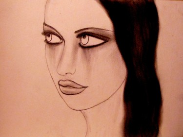 Dessin intitulée "Questioning, portra…" par Liza Peninon, Œuvre d'art originale, Fusain