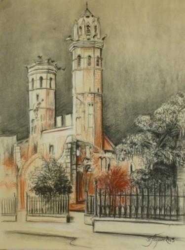 Dessin intitulée "Cathédrale ST VINCE…" par Pierre Feyeux, Œuvre d'art originale, Autre