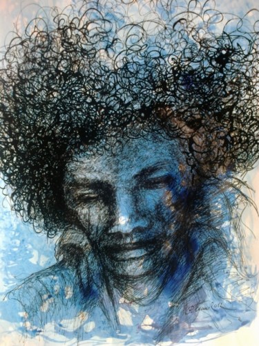 Dessin intitulée "Portrait de Jimmy H…" par Pierre Feyeux, Œuvre d'art originale, Autre