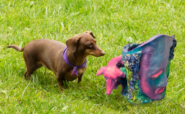 Rzeźba zatytułowany „zla-twarz-z-psem.jpg” autorstwa Małgorzata Krasucka, Oryginalna praca