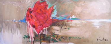 Rose explosion Peinture intitulée "Rose explosion" par Oksana Veber, Œuvre d'art originale, Huile Monté sur Châssis en bois
