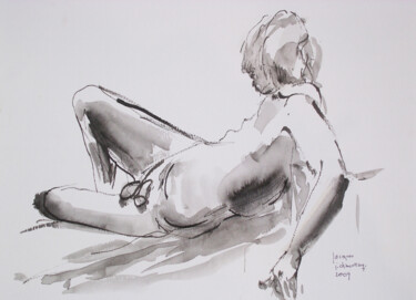 Dessin intitulée "Jacques, en appui s…" par Jocelyne Chauveau, Œuvre d'art originale, Autre