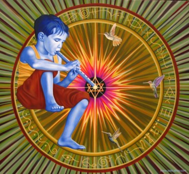 La flauta divina. Painting titled "La flauta divina." by Pascal Roy, Original Artwork, Other
