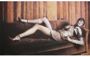 Painting titled "lounge" by Robert Andersen, Original Artwork, Oil