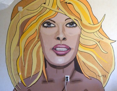 Painting titled "Blonde On Wall" by Jaap Van Der Wijk, Original Artwork, Oil