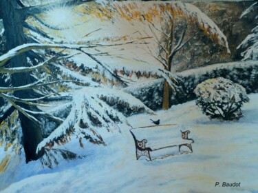 Peinture intitulée "Soleil pâle" par Pascal Baudot, Œuvre d'art originale, Huile Monté sur Châssis en bois
