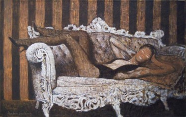Painting titled "salamandra" by Robert Andersen, Original Artwork, Oil