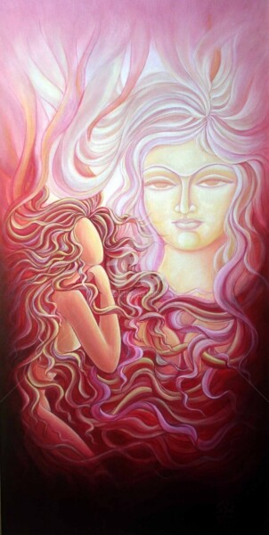 Painting titled "INNER VISION" by Suddha Sama, Original Artwork, Oil Mounted on Wood Stretcher frame