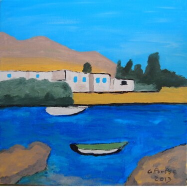 Peinture intitulée "Port De Faragas En…" par Gerard Pompee, Œuvre d'art originale, Acrylique Monté sur Châssis en bois