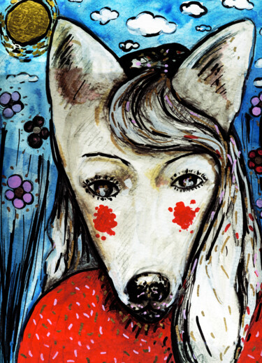 Dessin intitulée "Hava" par Karine Garelli (Reds Robin), Œuvre d'art originale, Marqueur