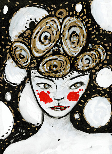 图画 标题为“Portrait 2” 由Karine Garelli (Reds Robin), 原创艺术品, 水粉