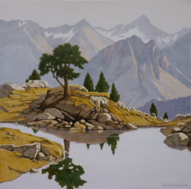 Painting titled "Amitges" by Jacques Place, Original Artwork, Oil