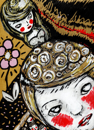 图画 标题为“Doute” 由Karine Garelli (Reds Robin), 原创艺术品, 标记