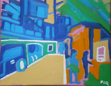 Peinture intitulée "Ruelle chimérique" par Gilles Piquereau, Œuvre d'art originale, Huile
