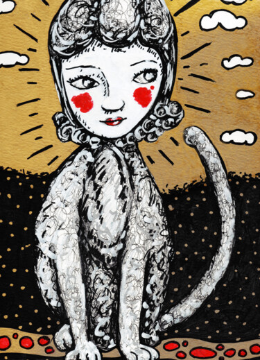 图画 标题为“Sphinx sans ailes” 由Karine Garelli (Reds Robin), 原创艺术品, 标记