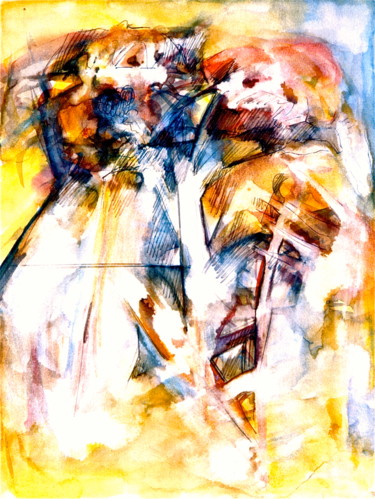 Begegnung mit dem Tod - Brush with Death Malerei mit dem Titel "Begegnung mit dem T…" von Wolfgang Schmidt, Original-Kunstwerk, Aquarell