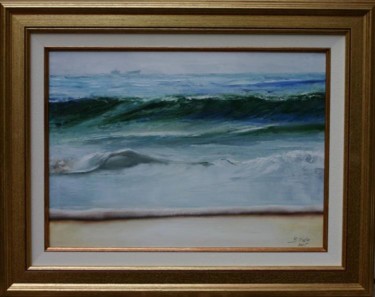 Peinture intitulée "PLAGE AVEC CARGO" par Bernard Halm, Œuvre d'art originale