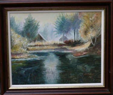 Peinture intitulée "ETANG " par Bernard Halm, Œuvre d'art originale