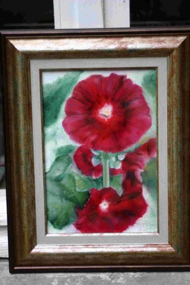Peinture intitulée "ROSE TREMIERE" par Bernard Halm, Œuvre d'art originale