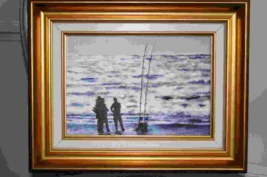 Peinture intitulée "PECHE SUR LA PLAGE" par Bernard Halm, Œuvre d'art originale